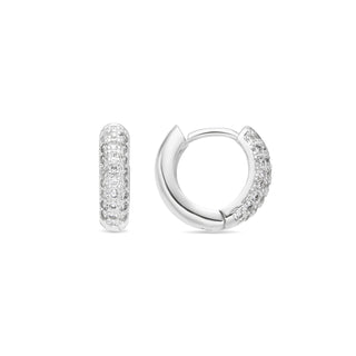 Pendientes de 12mm de diámetro  acabado plata y circonita - Krax-blanco