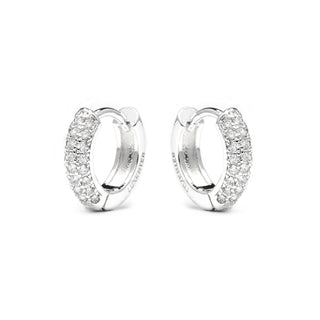 Pendientes de 12mm de diámetro  acabado plata y circonita - Krax-blanco