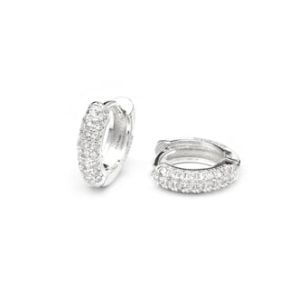 Pendientes de 12mm de diámetro  acabado plata y circonita - Krax-blanco