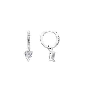 Pendientes acabado plata y Circonita Brillante - Drasa-blanco