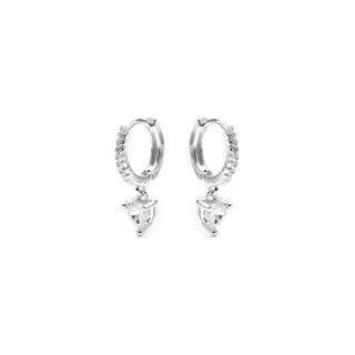 Pendientes acabado plata y Circonita Brillante - Drasa-blanco