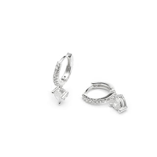 Pendientes acabado plata y Circonita Brillante - Drasa-blanco