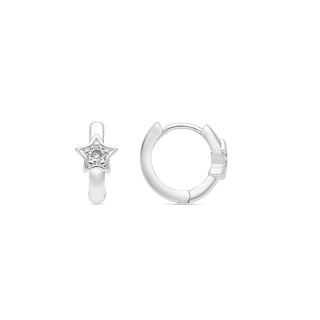 Pendientes de 10mm de diámetro acabado plata y circonita - Ktyu-blanco