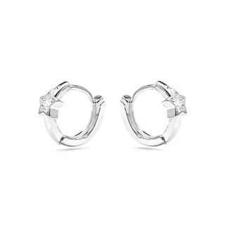 Pendientes de 10mm de diámetro acabado plata y circonita - Ktyu-blanco