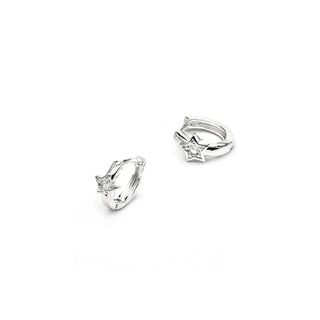 Pendientes de 10mm de diámetro acabado plata y circonita - Ktyu-blanco