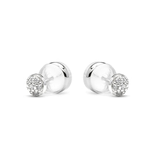 Pendientes acabado plata y Circonita Brillante - Chikra-blanco