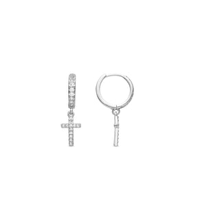 Pendientes con Circonita Brillante acabado plata - Zemu-gris