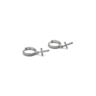 Pendientes con Circonita Brillante acabado plata - Zemu-gris
