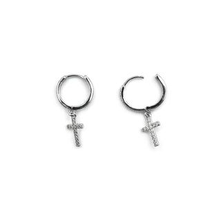 Pendientes con Circonita Brillante acabado plata - Zemu-gris