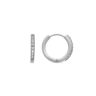 Pendientes de 12mm de diámetro con circonita acabado plata - Kadin-gris