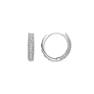 Pendientes de 13mm de diámetro con circonita acabado plata - Rymi-gris