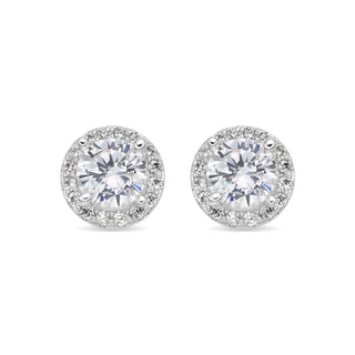 Pendientes con Circonita Brillante acabado plata - Shog-blanco