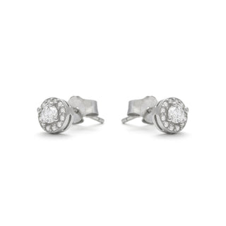 Pendientes con Circonita Brillante acabado plata - Shog-blanco