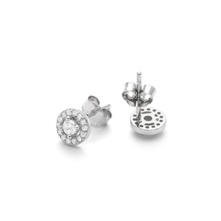 Pendientes con Circonita Brillante acabado plata - Shog-blanco