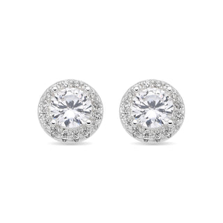 Pendientes con Circonita Brillante acabado plata - Shog-blanco