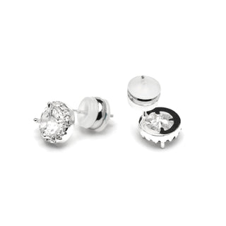 Pendientes con Circonita Brillante acabado plata - Shog-blanco