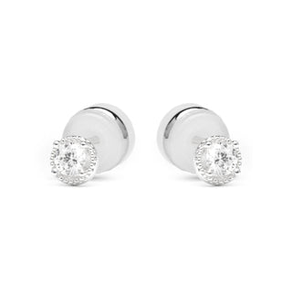Pendientes con Circonita Brillante acabado plata - Shog-blanco