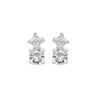 Pendientes con Circonita Brillante acabado plata - Viaber-blanco