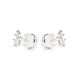 Pendientes con Circonita Brillante acabado plata - Viaber-blanco