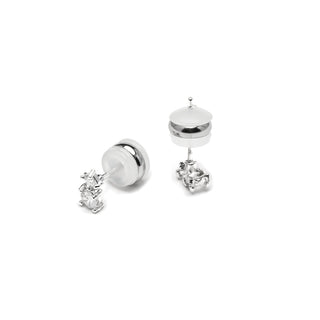 Pendientes con Circonita Brillante acabado plata - Viaber-blanco