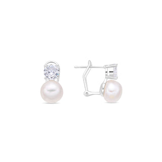 Pendientes de Perla Blanca acabado en Rodio - Nalca-Plateado