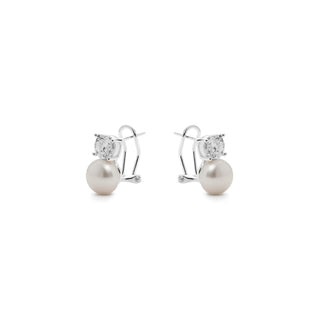 Pendientes de Perla Blanca acabado en Rodio - Nalca-Plateado