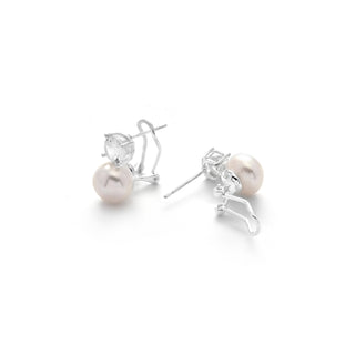 Pendientes de Perla Blanca acabado en Rodio - Nalca-Plateado