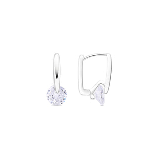 Pendientes de Circonita Brillante acabado en rodio - Loranli-Plateado