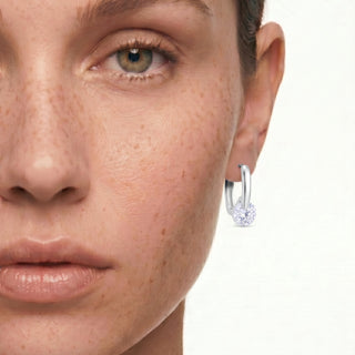 Pendientes de Circonita Brillante acabado en rodio - Loranli-Plateado