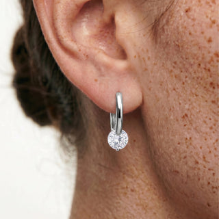 Pendientes de Circonita Brillante acabado en rodio - Loranli-Plateado