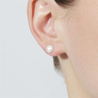 Pendientes de Perla Blanca Acabado En Plata - Yairak-Plateado