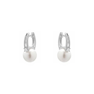 Pendientes de Madreperla Blanca Acabado En Plata - Tyasmi-Plateado