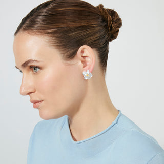 Pendientes de Perla Blanca Acabado En Plata - Besion-Plateado