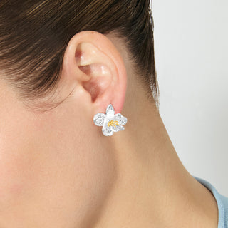 Pendientes de Perla Blanca Acabado En Plata - Besion-Plateado