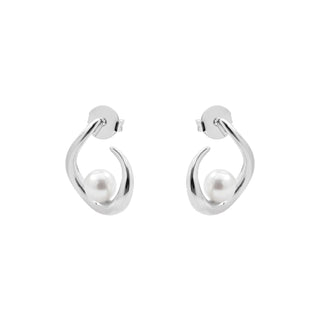 Pendientes de Perla Blanca acabado en rodio - Blishui-BLANCO
