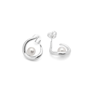 Pendientes de Perla Blanca acabado en rodio - Blishui-BLANCO