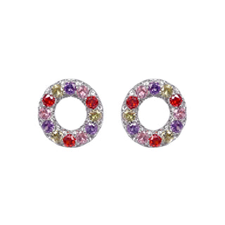 Pendientes de Circonita Multicolor acabado en rodio - Elas-MULTICOLOR