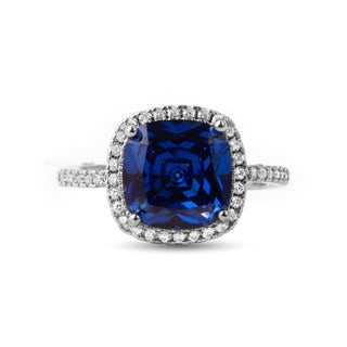 Anillo de Circonita Tanzanita acabado en rodio - Kada-azul