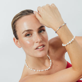 Collar de Perla Blanca acabado en rodio - Akio-blanco