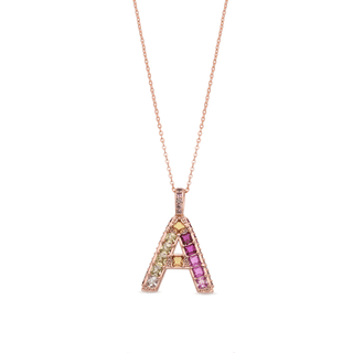Collar Multicolor acabado oro rosa 18k - Alphabet-MULTICOLOR