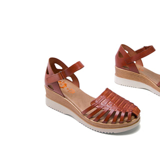 Brown Leather Wedge with Scratch Straps