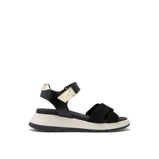 Black Leather Wedge with Sporty Style