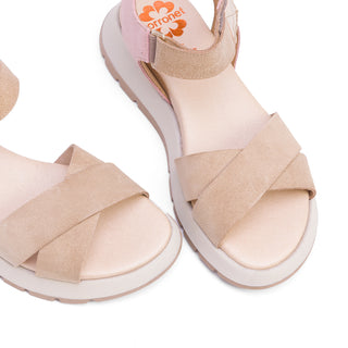 Beige Leather Wedge with Sporty Style