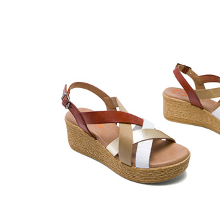 Multi-color Leather Wedge with Slingback