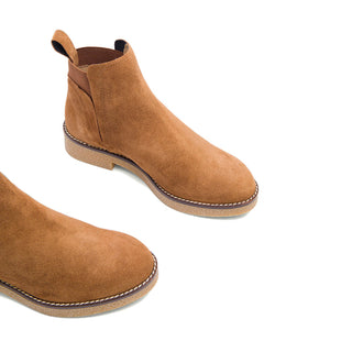 Brown Suede Booties with Back Elastic