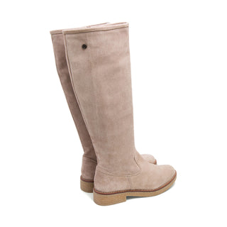 Sand Suede Knee-High Boots