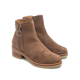 Brown Suede Ankle Boots with Side Zipper