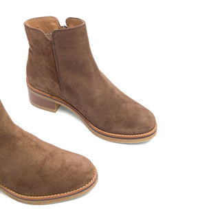 Brown Suede Ankle Boots with Side Zipper