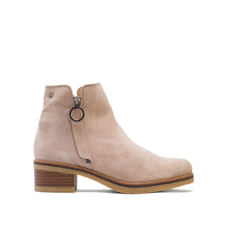 Sand Suede Ankle Boots with Side Zipper
