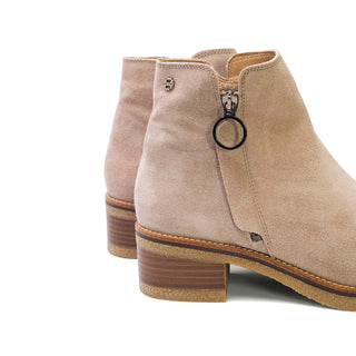 Sand Suede Ankle Boots with Side Zipper